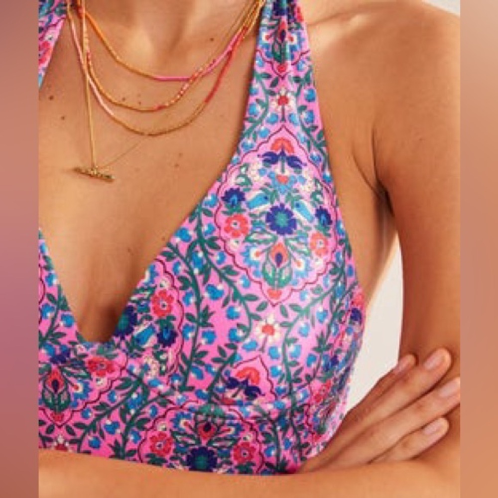 NWT Boden Enhancer underwire swimsuit one piece floral vine pink terrace 32B 32C - Picture 6 of 7